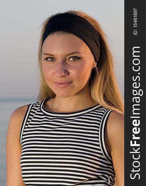 Photo of attractive chick in headband. Photo of attractive chick in headband