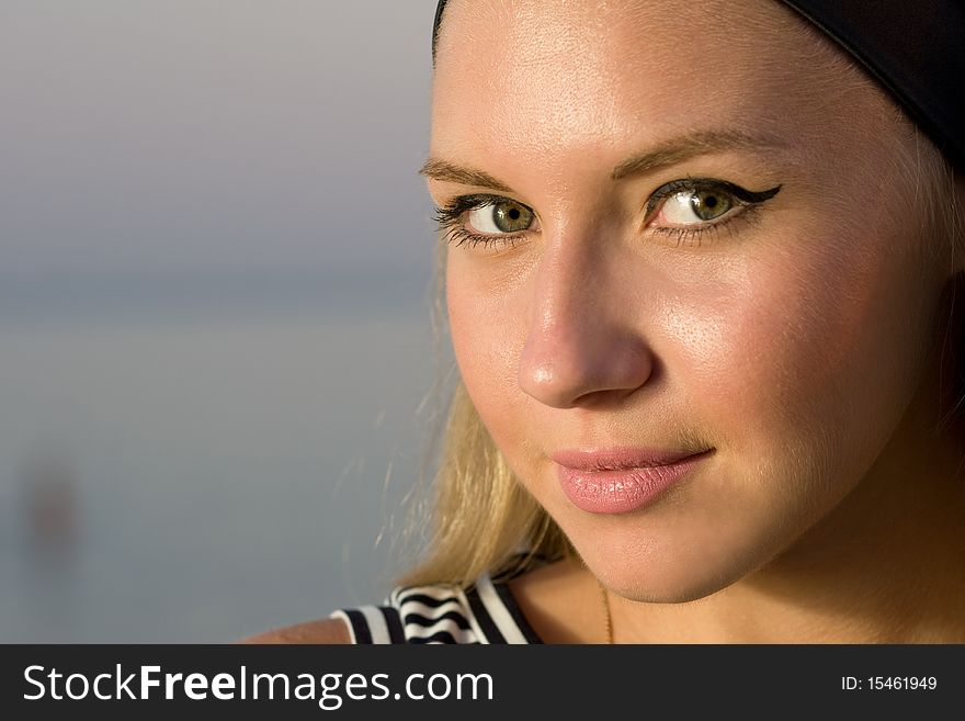 Closeup photo of attractive white chick. Closeup photo of attractive white chick