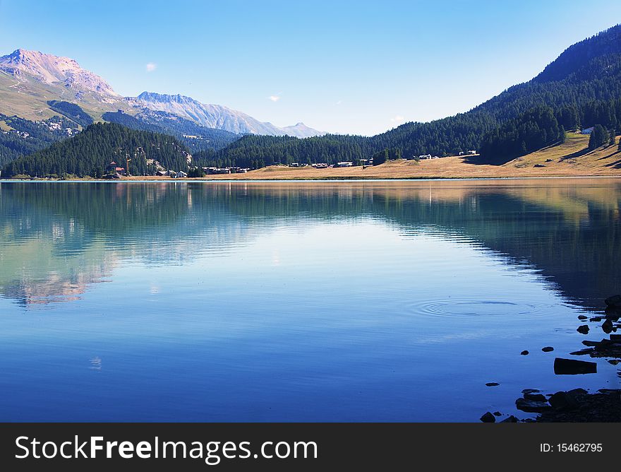 Alpine lake in St Moritz, Switzerland