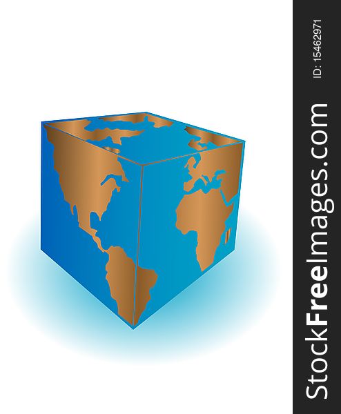 Vector Illustration A Planet The Earth Cubed