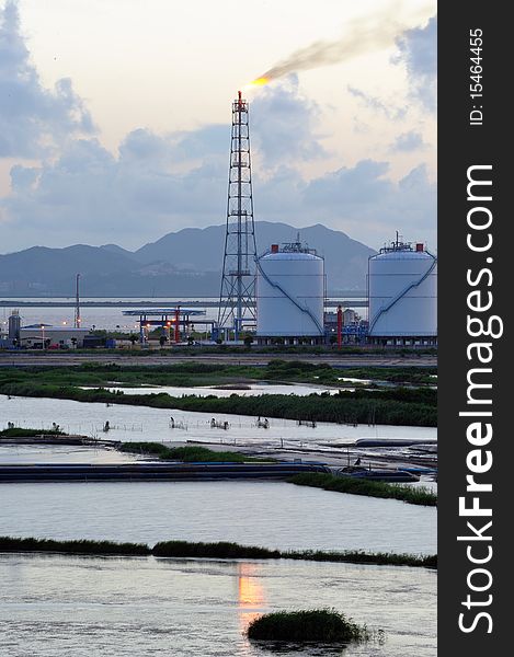 An oil refinery of hengqin district in Chinese zhuhai