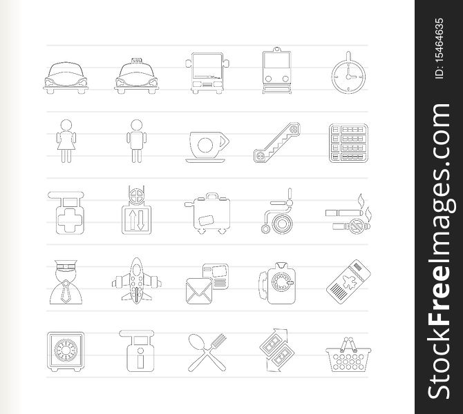 Airport, travel and transportation icons - icon set