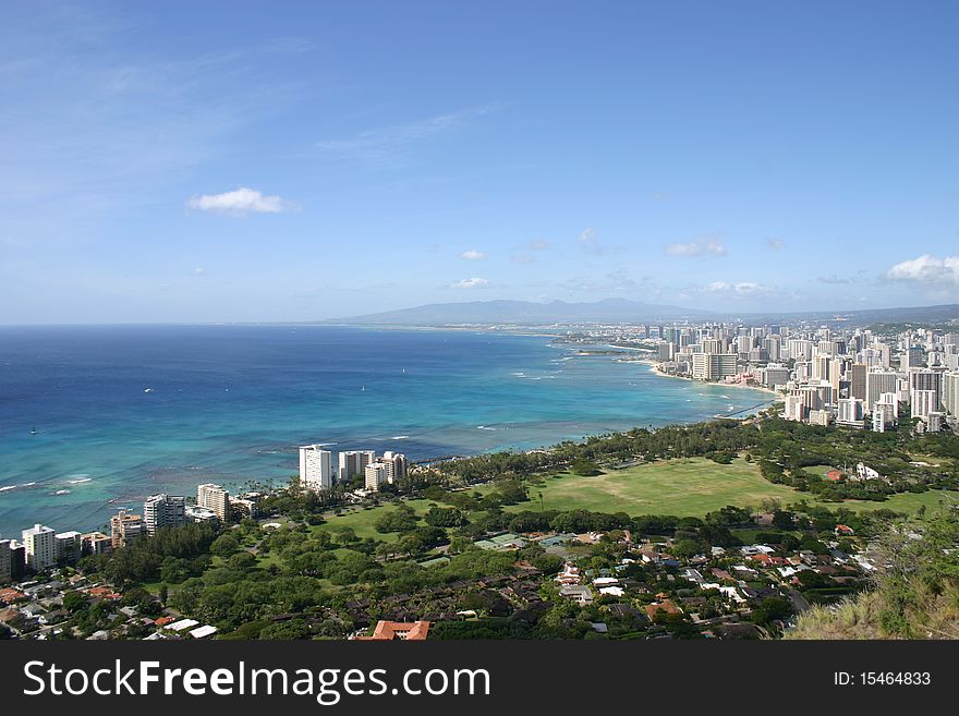 Waikiki beach view from Diamond Head