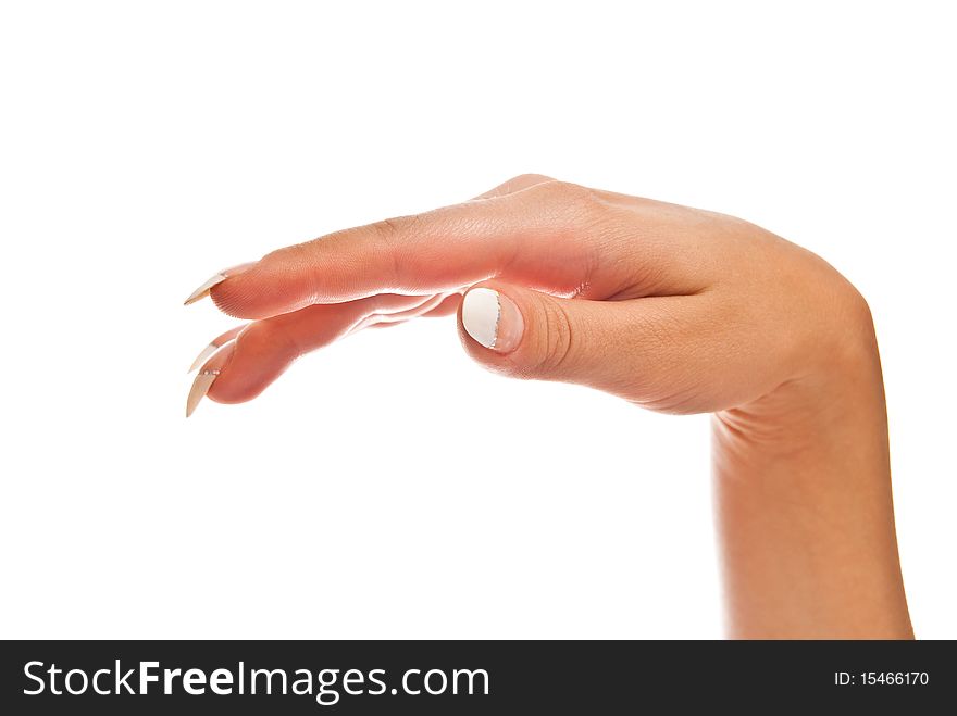Beautiful woman's hand. Isolated on white background. Beautiful woman's hand. Isolated on white background