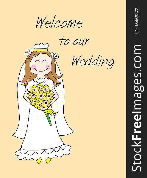 Card With Bride In White