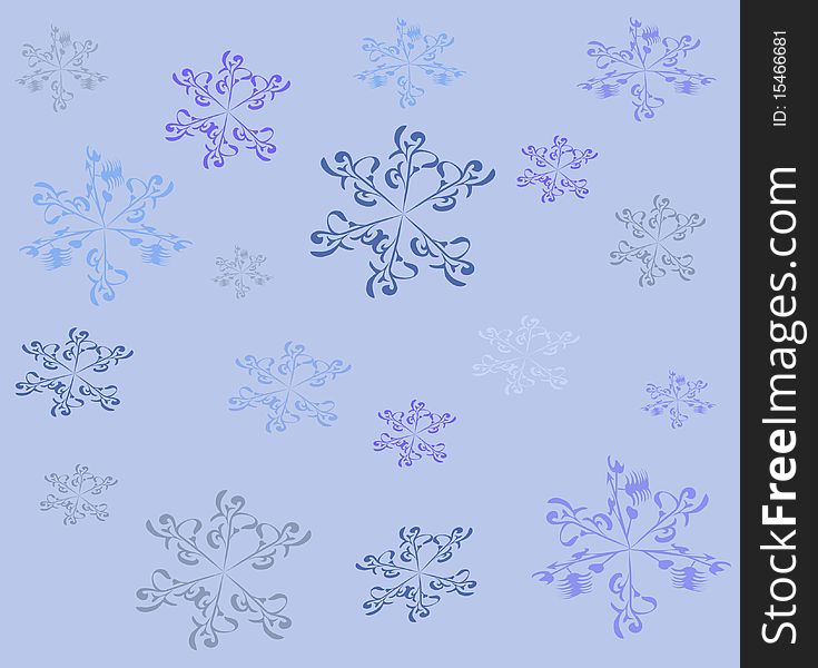 Snowflakes On Light Turn Blue Background