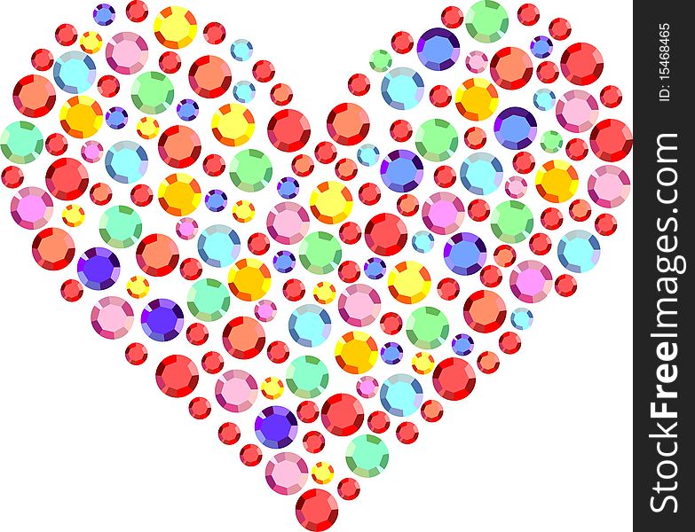Heart, composed of multi-colored semi-precious stones. Heart, composed of multi-colored semi-precious stones