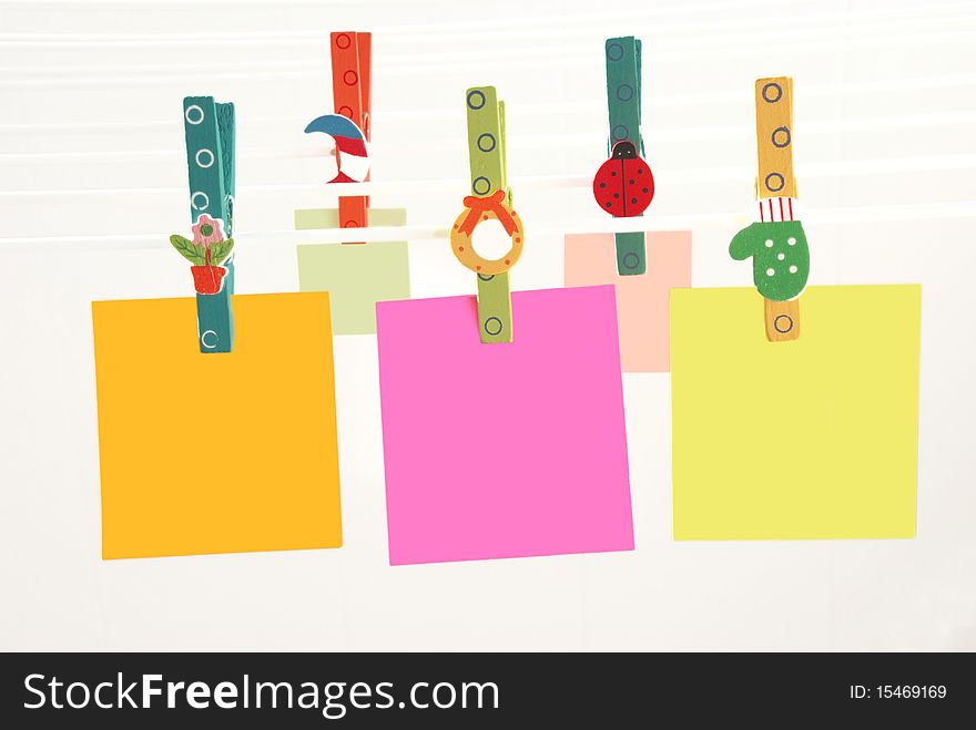 Colored message papers for left message. Colored message papers for left message