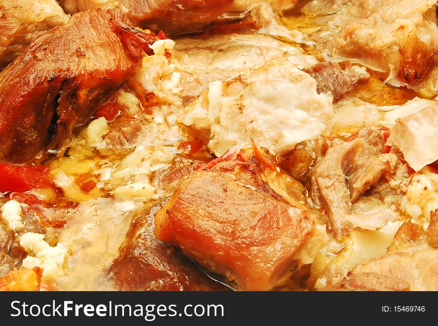 Beef stew background texture detail