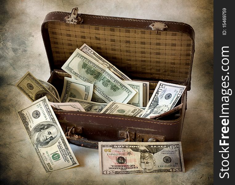 Dollars Are In A Suitcase