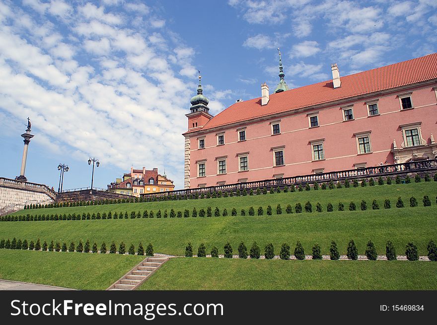 Column and Royal Castle in Warsaw, Poland