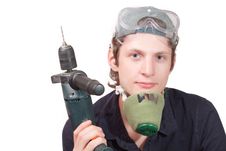 Worker With A Drill Royalty Free Stock Photos Worker With A Drill Royalty Free Stock Photos