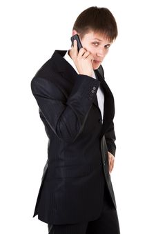 Young Business Man Talking Mobile Phone Royalty Free Stock Photography Young Business Man Talking Mobile Phone Royalty Free Stock Photography