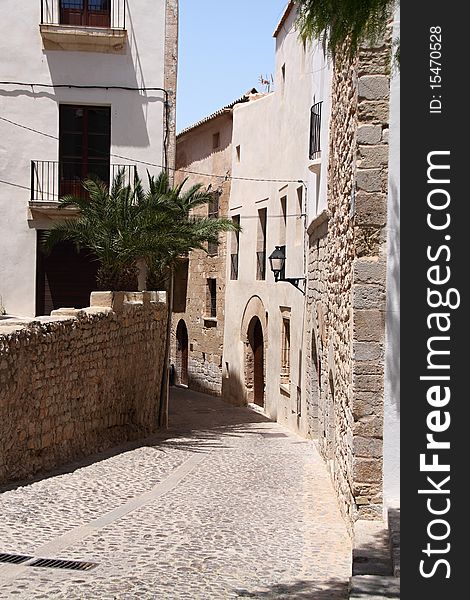 Medieval street of the old Mediterranean island town. Medieval street of the old Mediterranean island town