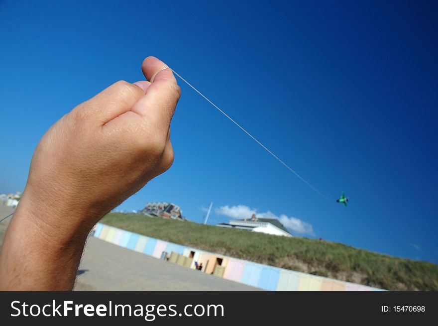 Flying kite on the beach