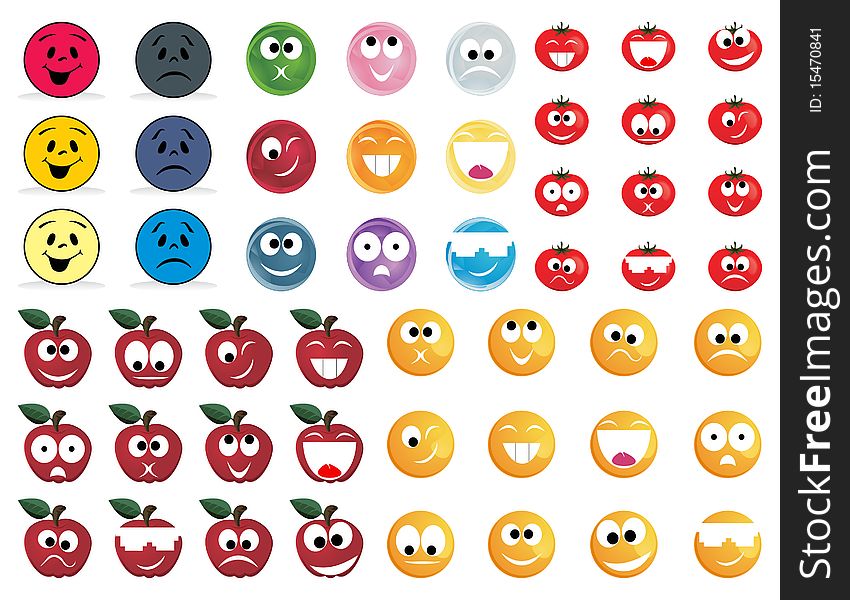 Collection of smiles of different kinds. A  illustration. Collection of smiles of different kinds. A  illustration