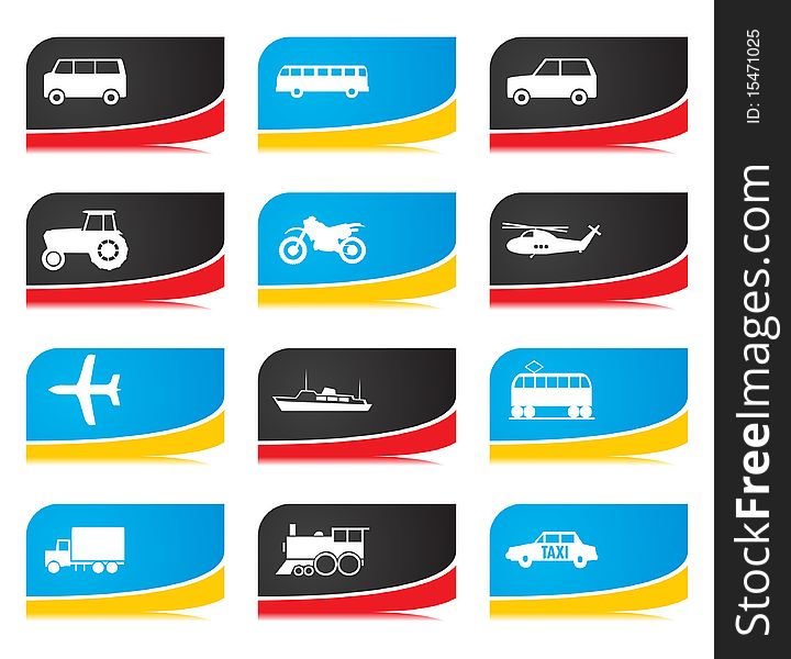 Icons of different types of transport. A illustration. Icons of different types of transport. A illustration