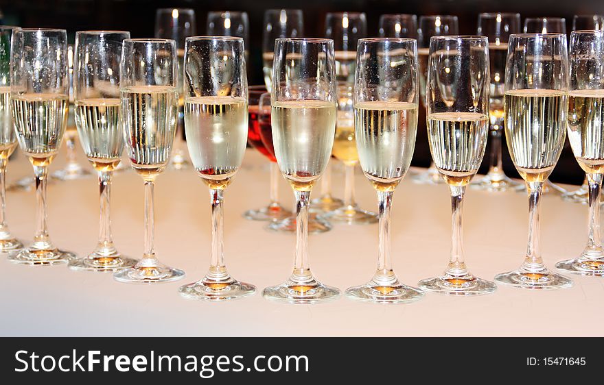 Elegant champagne glasses ready for celebrating