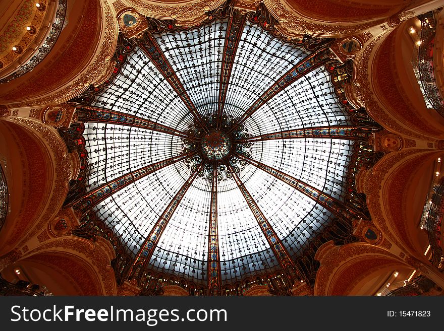 Dome of galleries Lafayette, Paris. Dome of galleries Lafayette, Paris