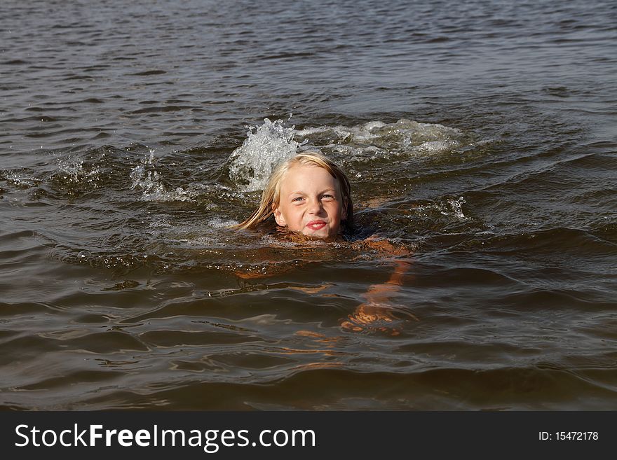 Girl swimming.