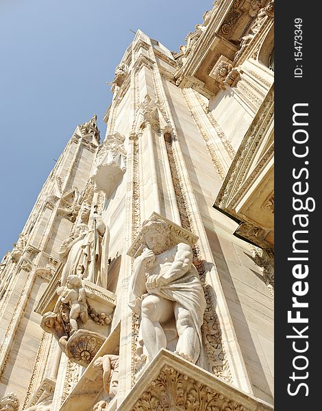 Detail and sculpture of Milan cathedral. Duomo di Milano. Detail and sculpture of Milan cathedral. Duomo di Milano