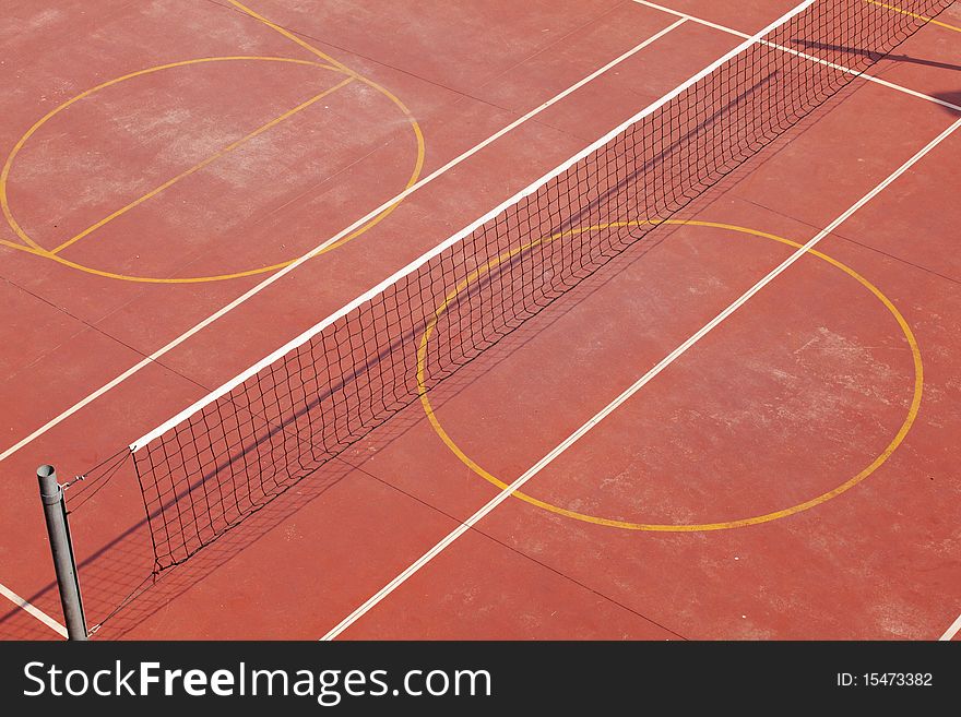 Lines and net of a Tennis Court
