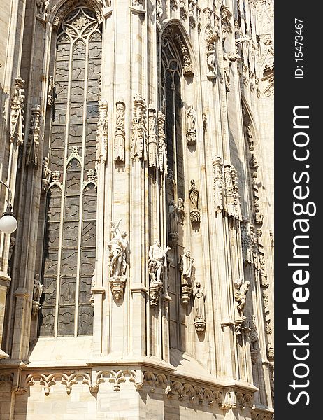 Detail and sculpture of Milan cathedral. Duomo di Milano. Detail and sculpture of Milan cathedral. Duomo di Milano