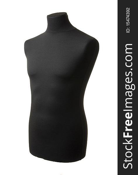 Only body of the female mannequin covered with black syntetic material. Studio isolated on white background. Only body of the female mannequin covered with black syntetic material. Studio isolated on white background