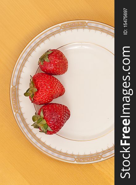 Strawberries on Plate Top Angle ( Space for Text ). Strawberries on Plate Top Angle ( Space for Text )