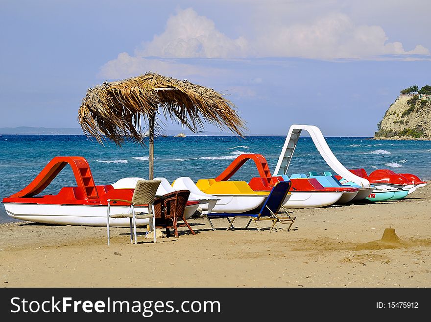 Paddle boats on a beach - Greece