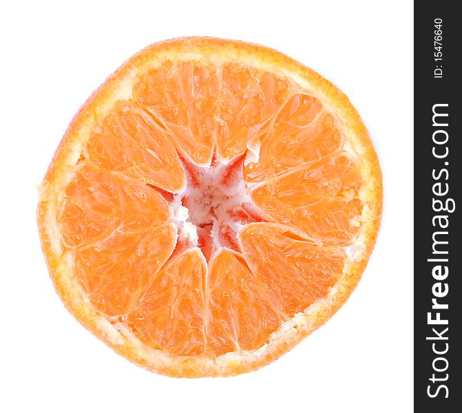 Half ripe orange on a white background. Half ripe orange on a white background