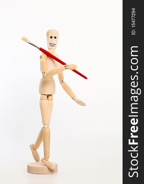 Wooden dummy with red brush