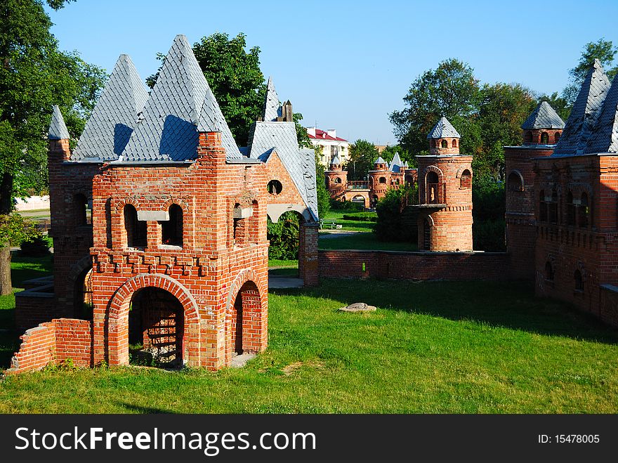 Small castles and towers in park