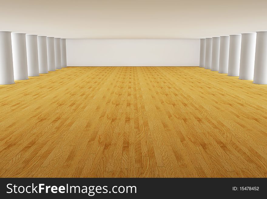 Three dimensional rendering of an empty room