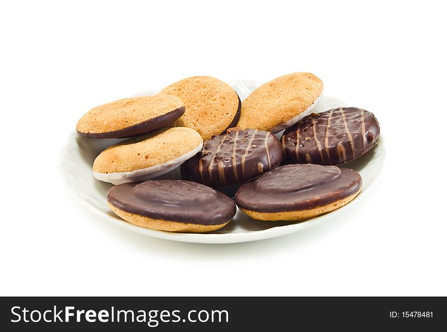 Chocolate biscuits isolated on white