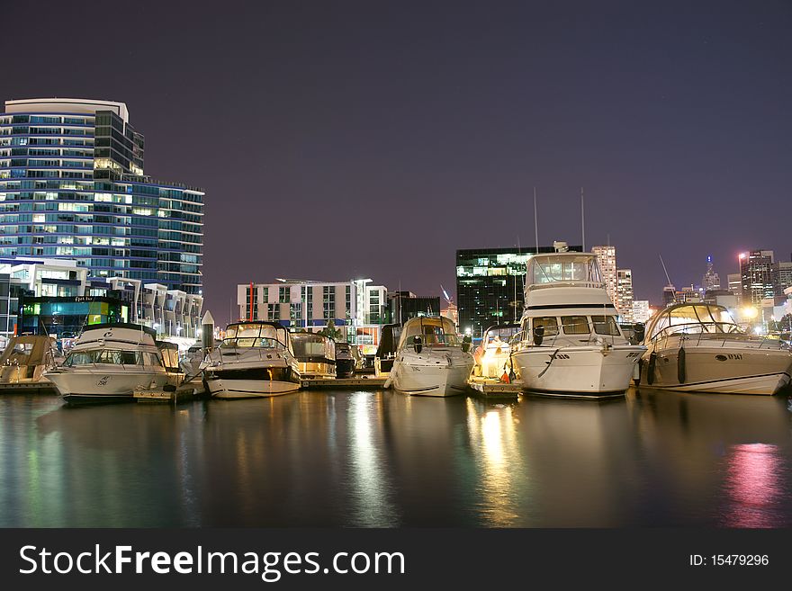 Marina port in night with yachts. Marina port in night with yachts