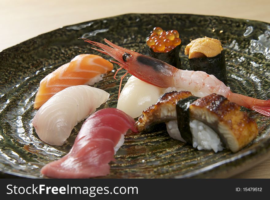 Japanese sashimi on a white dish