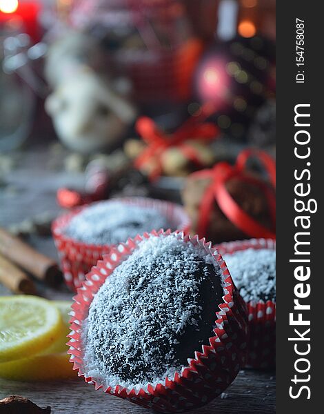 Holiday Chocolate Muffins with Coconut
