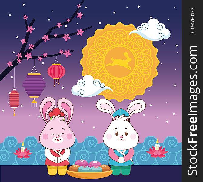 Mid Autumn Chinese Festival Cartoon