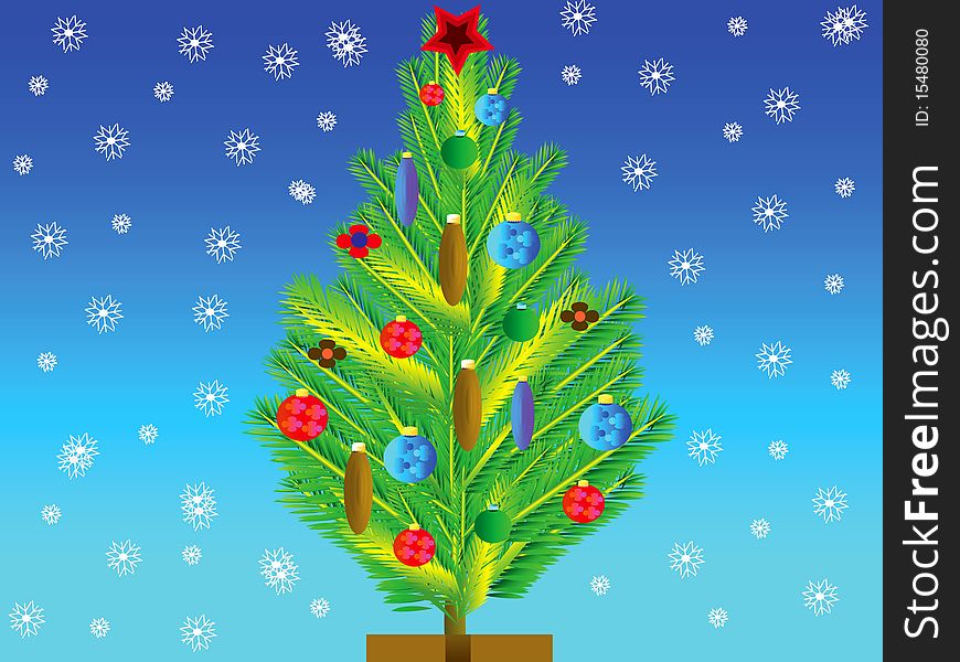 Natty festive spruce decorated toy. Natty festive spruce decorated toy