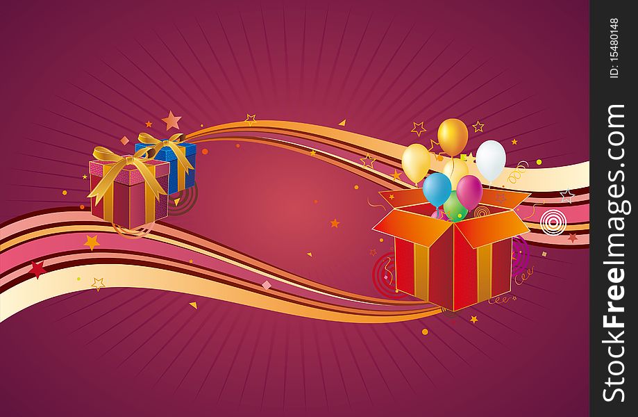 gift box and balloon,celebration background. gift box and balloon,celebration background
