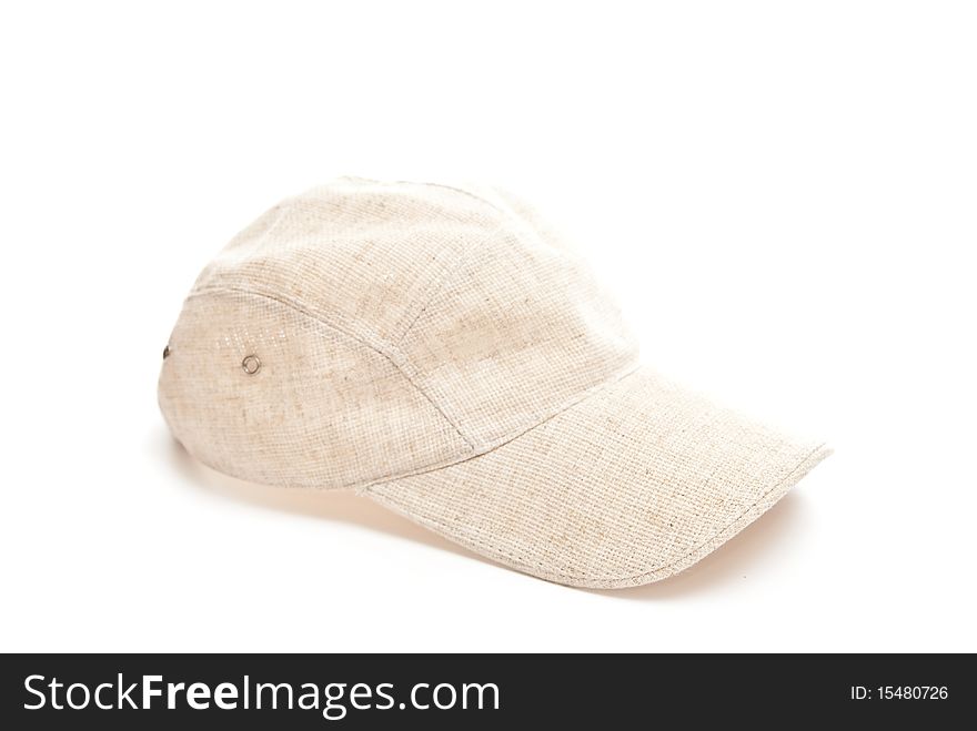 White sports cap. Isolated on white background. White sports cap. Isolated on white background