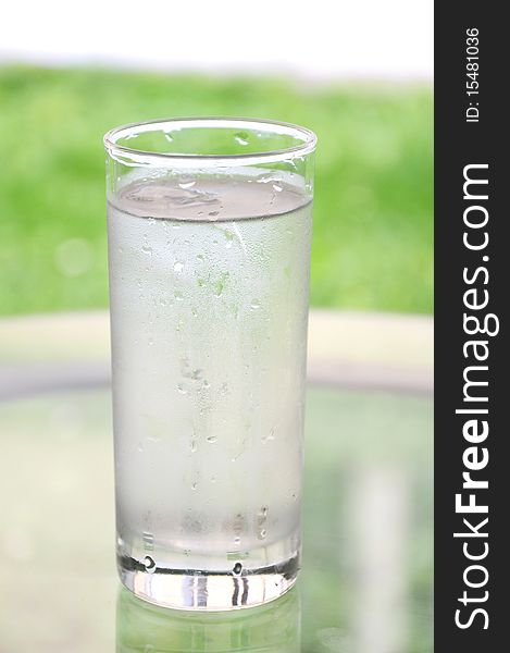 Cold drinking water in a glass
