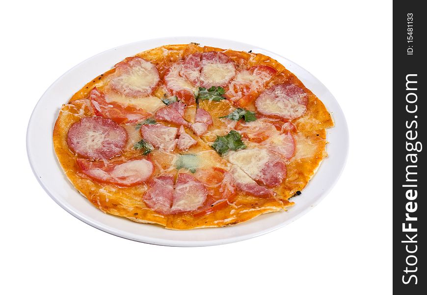 Photo pizza on the white background