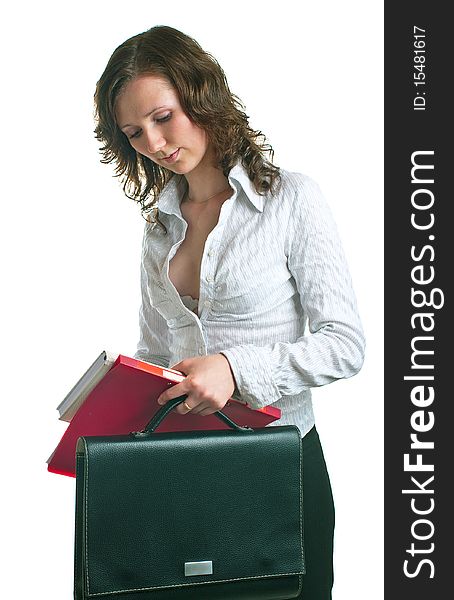 Women in a business suit with documents