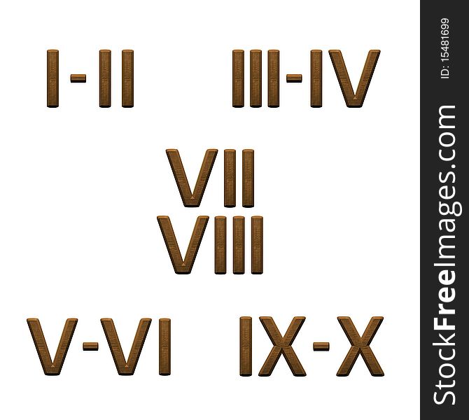 3d Wooden Roman Numbers