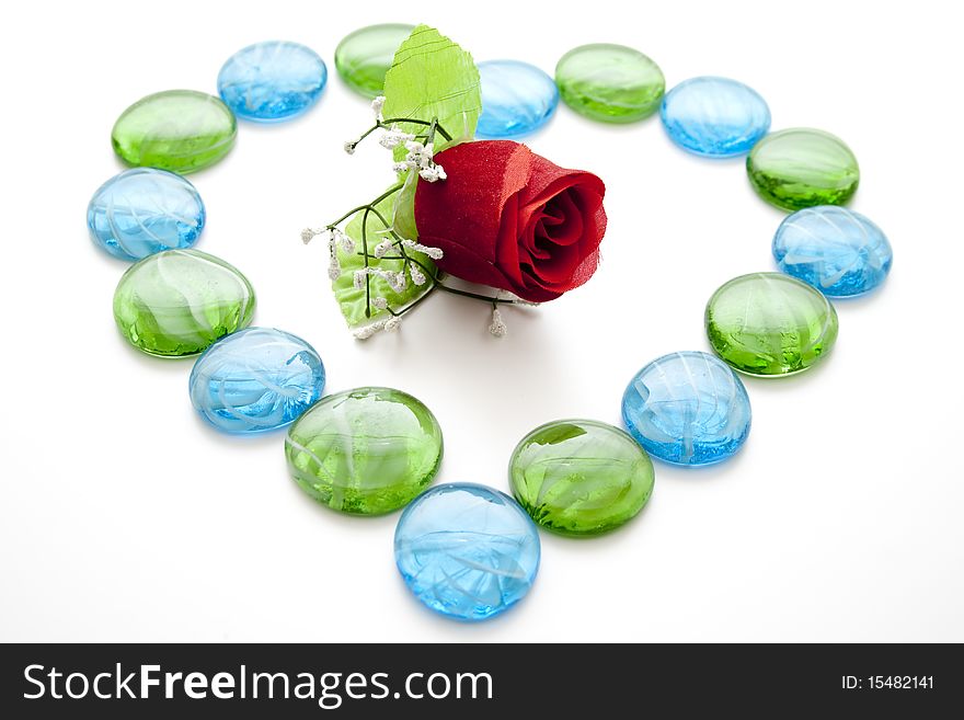 Glass Stones With Rose