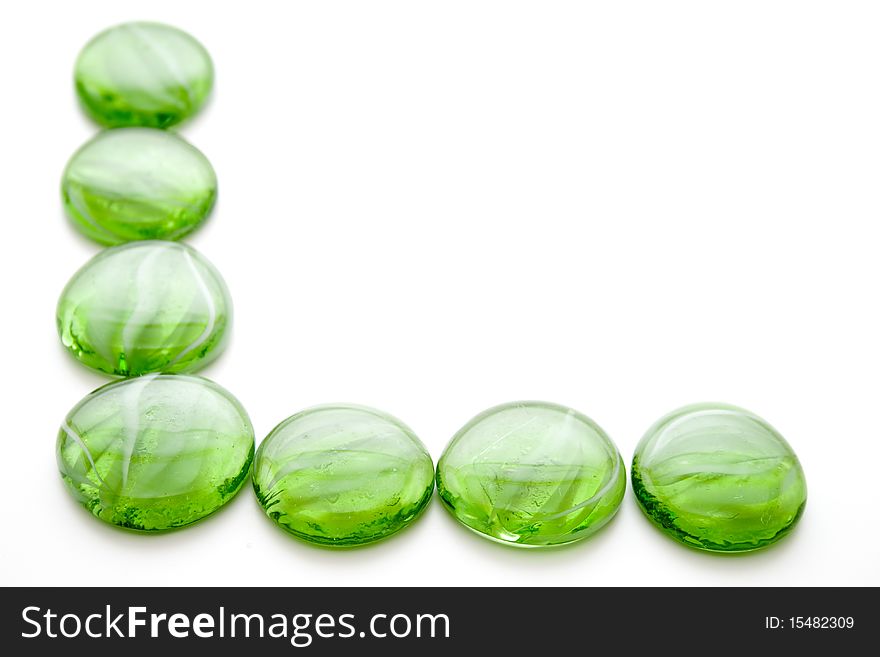 Green banners glass stones with pattern