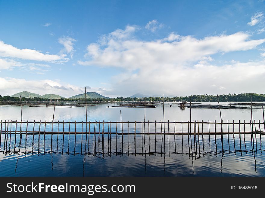 Local Asian Fish Farm on a Lake