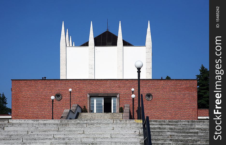 Building of crematorium near central graveyard in Brno